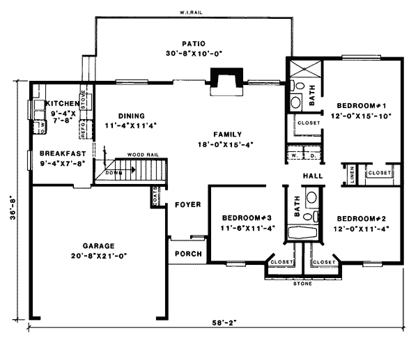 Contemporary One-Story Ranch Level One of Plan 90403