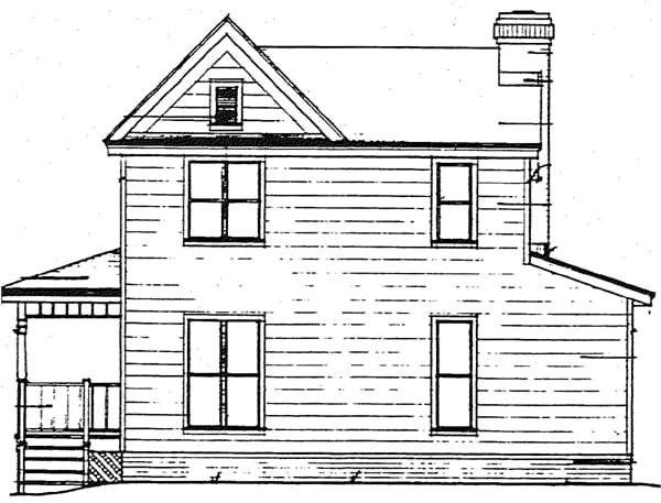 Craftsman Farmhouse Southern Rear Elevation of Plan 90406