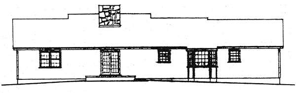 One-Story Ranch Rear Elevation of Plan 90409