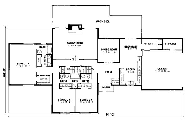 Contemporary Craftsman Level One of Plan 90413
