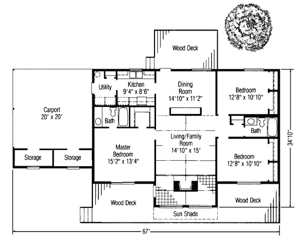 Contemporary Craftsman Level One of Plan 90414