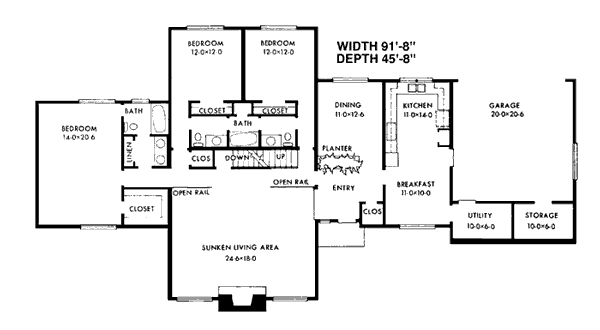 Contemporary One-Story Ranch Level One of Plan 90420