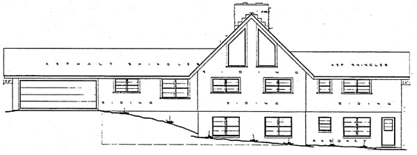 Contemporary One-Story Ranch Rear Elevation of Plan 90420