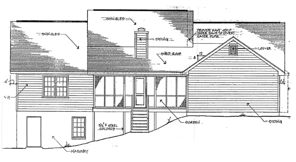 Country Rear Elevation of Plan 90444