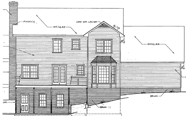 Colonial Rear Elevation of Plan 90449