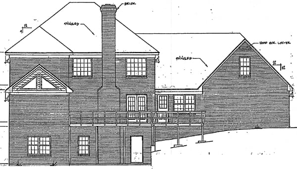 Colonial Rear Elevation of Plan 90450