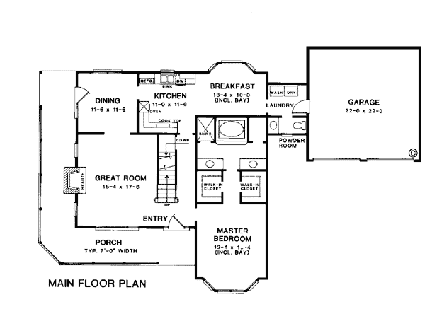 Country Craftsman Farmhouse Level One of Plan 90452