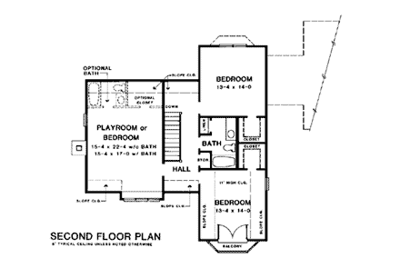 House Plan 90452 Second Level Plan