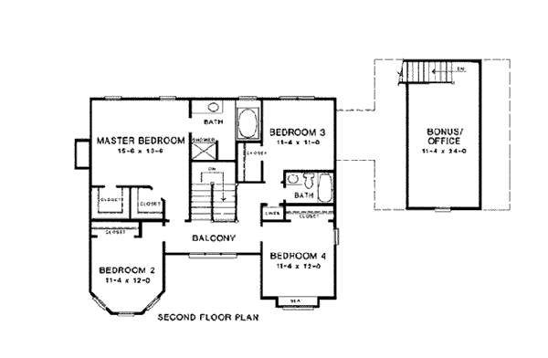 Country Craftsman Farmhouse Southern Level Two of Plan 90453