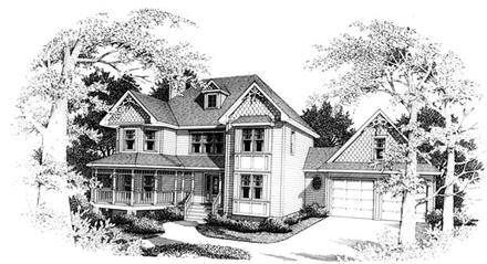 Country Craftsman Farmhouse Southern Elevation of Plan 90453