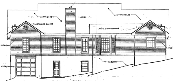 Country Rear Elevation of Plan 90454