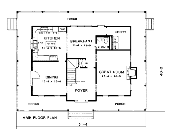 Country Farmhouse Southern Level One of Plan 90458