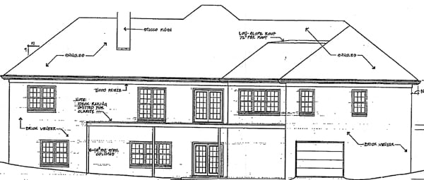 Colonial Rear Elevation of Plan 90461