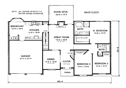 House Plan 90464 First Level Plan