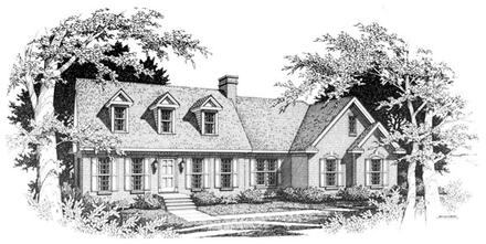 Cape Cod Country Elevation of Plan 90468