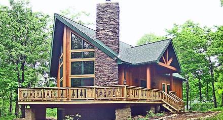 Contemporary Cottage Log Elevation of Plan 90600