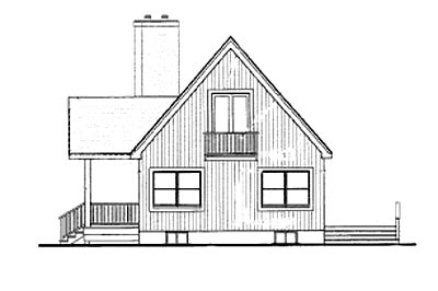 Contemporary Cottage Log Rear Elevation of Plan 90600