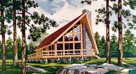 A-Frame Cabin Contemporary Elevation of Plan 90603
