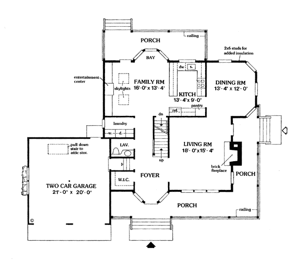 Country Farmhouse Traditional Victorian Level One of Plan 90616