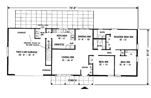 One-Story Ranch Level One of Plan 90623