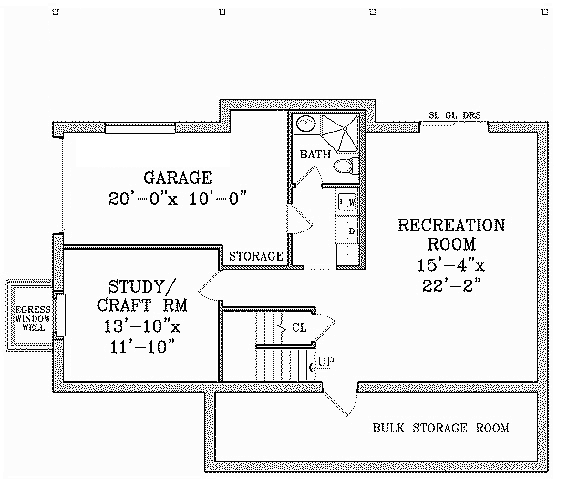 Bungalow Cottage Craftsman Farmhouse Lower Level of Plan 90625