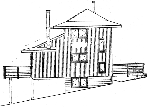 Cabin Rear Elevation of Plan 90633