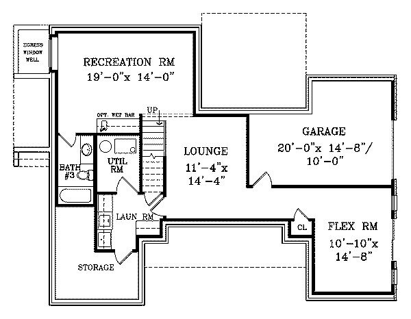 Cottage Country Ranch Lower Level of Plan 90649