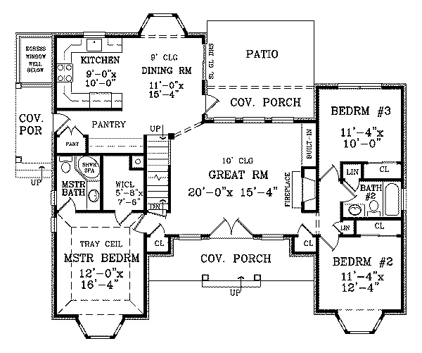 Cottage Country Ranch Level One of Plan 90649