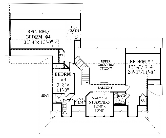 Country Farmhouse Ranch Level Two of Plan 90665