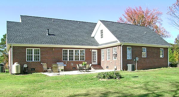 Country Farmhouse Ranch Rear Elevation of Plan 90665