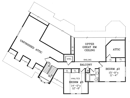 Country Craftsman Farmhouse Level Two of Plan 90666