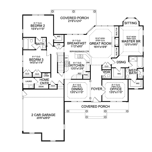 Country Craftsman Ranch Level One of Plan 90667