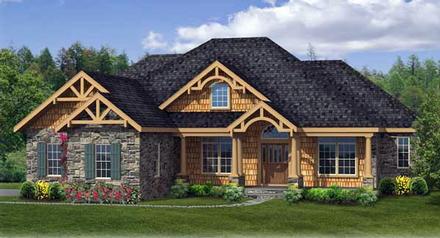 Country Craftsman Ranch Elevation of Plan 90667