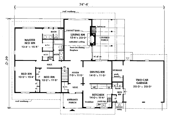 Contemporary Country Ranch Level One of Plan 90676