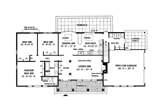 One-Story Traditional Level One of Plan 90691