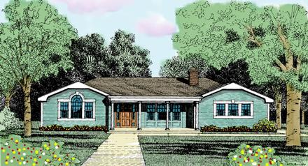 One-Story Traditional Elevation of Plan 90691