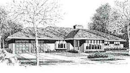 Contemporary One-Story Elevation of Plan 90697