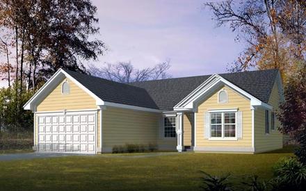 One-Story Ranch Traditional Elevation of Plan 90700