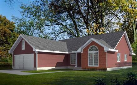 One-Story Ranch Traditional Elevation of Plan 90701