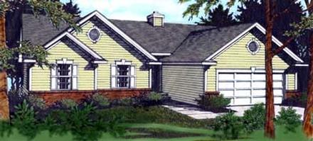 One-Story Ranch Traditional Elevation of Plan 90705