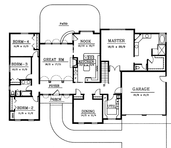 European Mediterranean One-Story Level One of Plan 90706