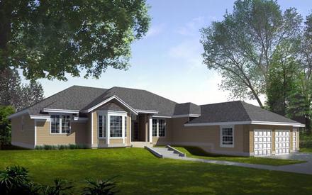 One-Story Ranch Traditional Elevation of Plan 90712