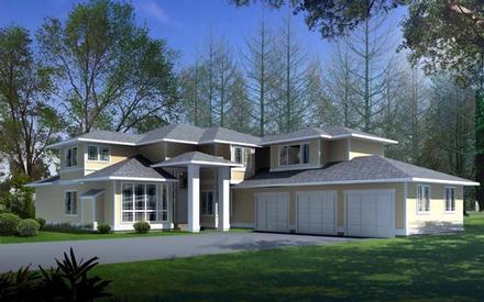 Contemporary Prairie Style Southwest Elevation of Plan 90715