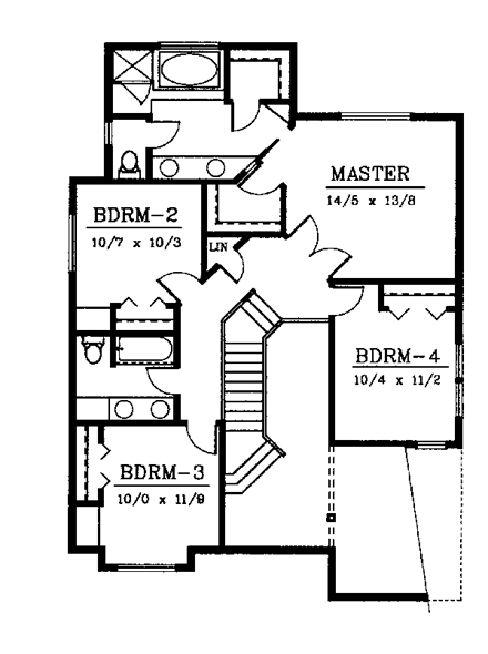 House Plan 90716 Second Level Plan