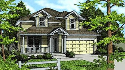 Narrow Lot Traditional Elevation of Plan 90717