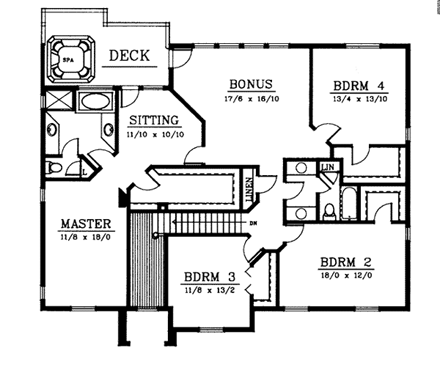 House Plan 90722 Second Level Plan