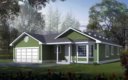 One-Story Ranch Traditional Elevation of Plan 90724
