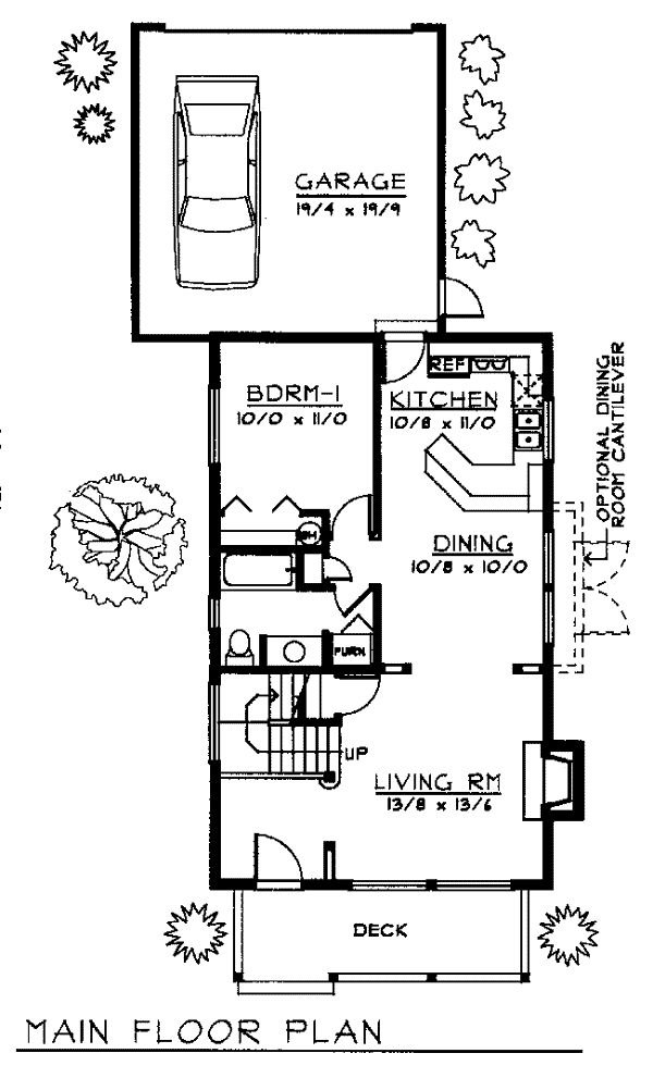 Craftsman Narrow Lot Level One of Plan 90725