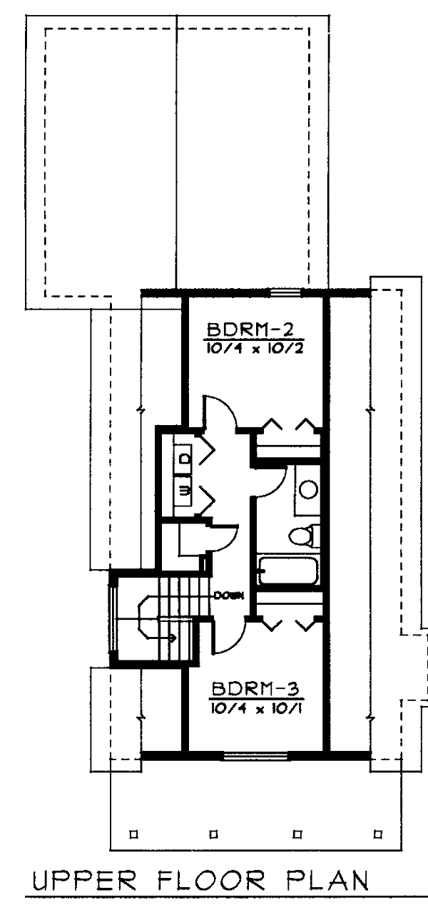 Craftsman Narrow Lot Level Two of Plan 90725