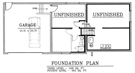 Ranch Traditional Lower Level of Plan 90726